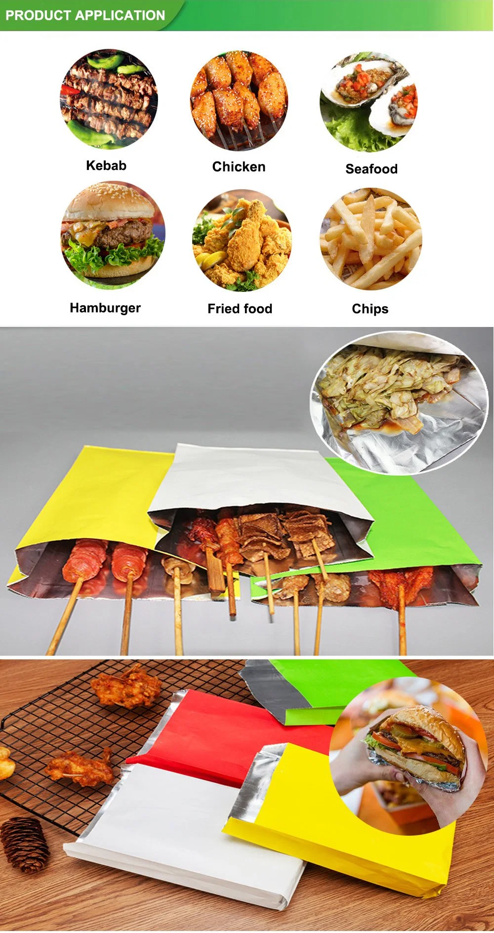 Doner Kebabs Packaging Ice Cream Paper Packag for Fry Chicken Bag