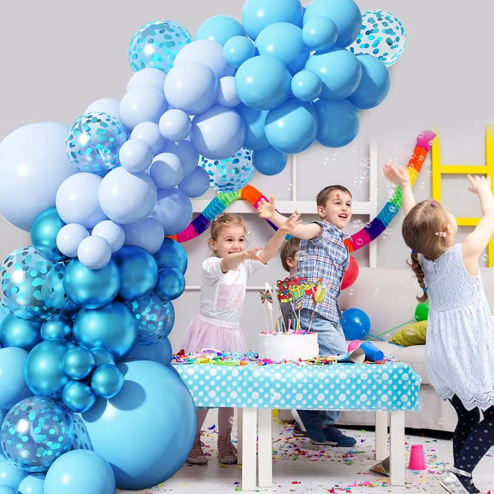 Light Blue Balloons Garland Kit,97 PCS Light Blue Balloons Metallic Blue Confetti Latex Balloons Happy Birthday Balloons Baby Shower Decorations Wedding Balloon